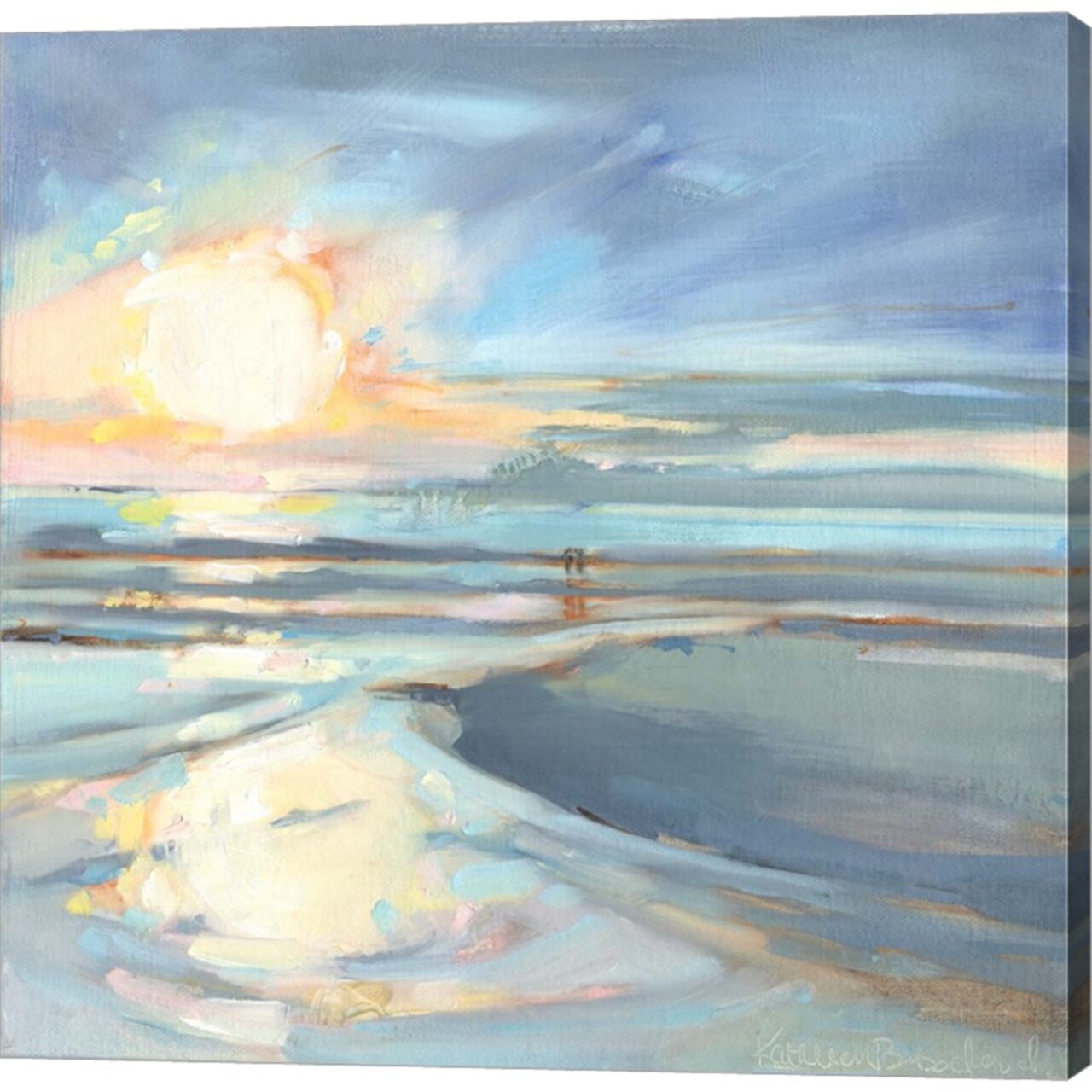 Eastern Lake Sunset by Kathleen Broaderick 24" x 24" Canvas Wall Art